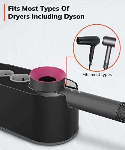 TASALON Black 3-in-1 Hair Dryer Holder and Organizer Mount for Wall or Countertop - Image 3