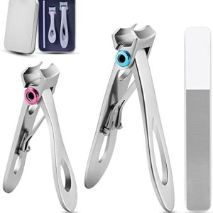 Nail Clippers Set,Toenail Clippers for Thick Nails,Fingernail Clipper for Men Women Silver