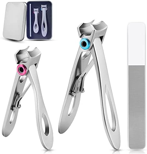 Nail Clippers Set,Toenail Clippers for Thick Nails,Fingernail Clipper for Men Women Silver