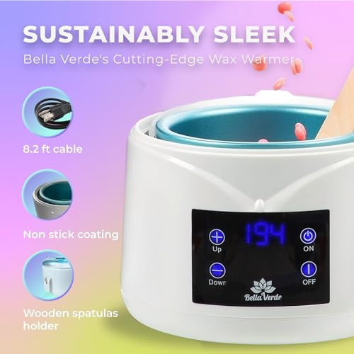 Bella Verde Waxing Kit - Home Wax Kit for Women and Men - Wax Warmer with LED display - for Brazilian Body Legs Eyebrows Face Lips Armpits - Image 2
