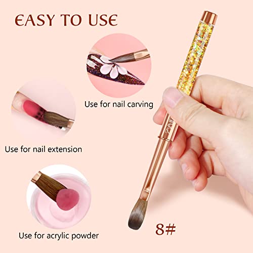 SAVILAND Size 8 Acrylic Nail Art Brush with Glitter Handle - Image 2