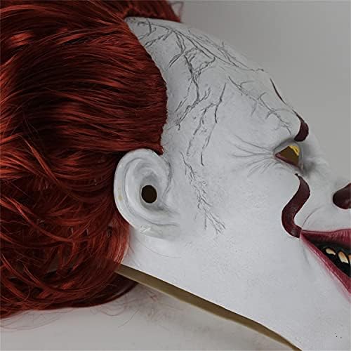 Scary Clown Mask Cosplay Led Light Up Horror Joker Mask with Hair Halloween Latex Adult Women Man Mask - Image 7