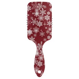 Seamless White Snowflake Sparkle Stars on Red Air Cushion Comb Hairbrush Prevent static Snag Tangle for Women Ladies Detaining Separating Shaping Wavy Curly Straight Hair