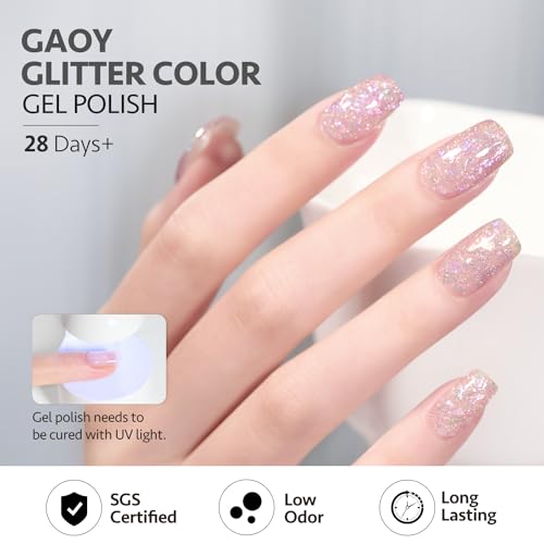 GAOY Rose Garden Jelly Gel Nail Polish and Reflective Glitter Gel Nail Polish for Salon Gel Manicure and Nail Art DIY at Home - Image 6