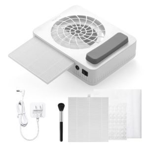 Aokitec Nail Dust Collector with Reusable Filters, Powerful Nail Vacuum Fan with Disposable Filter Cotton Dual-use Electric Dust Collection Machine for Acrylic Builder Gel, Nails Salon, Easter Gifts