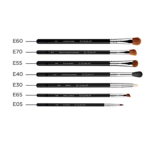 Sigma Beauty Basic Eye Makeup Brush Set – Classic Eye Makeup Brushes with Premium Fibers and Sleek, Durable Handles for Eyeliner, Eyeshadow, & Eyebrows, Includes 7 Black Makeup Brushes - Image 5