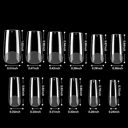 Medium Square Gel X Nail Tips Extension, 240PCS Clear Soft Gel Full Cover Nail Tips, M Square Press On False Nail Tips for Salons, and DIY Nail Art at Home (12 Sizes) - Image 5