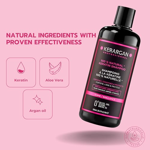 KERARGAN - Ultra Repairing Keratin Shampoo for Damaged and Stressed Hair - Strengthening, Smoothing, and Protective - Sulfate-Free, GMO-Free, Silicone-Free, Mineral Oil-Free - 16.9 fl oz - Image 3