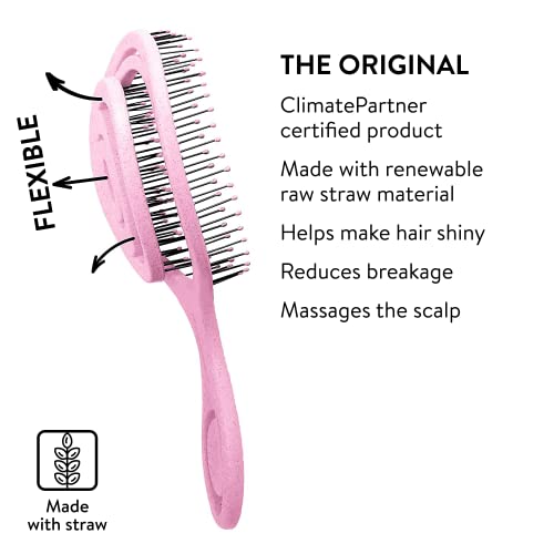 Vegan Climate Neutral Pink Detangling Brush for Thick Curly Hair - Image 2