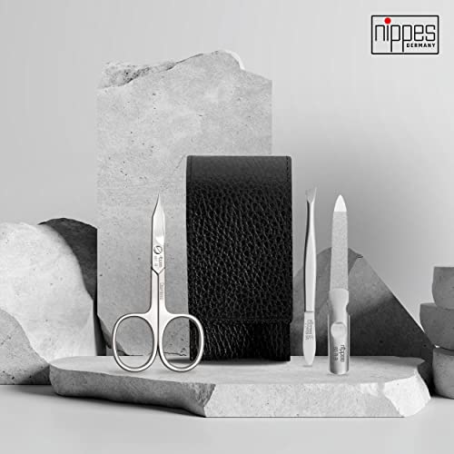 Luxury German Manicure Set Premium Stainless Steel Grooming Kit Hand Made in Solingen Germany in Genuine Leather Case with Bonus Shpitser Crystal Glass Professional Nail File - Image 2