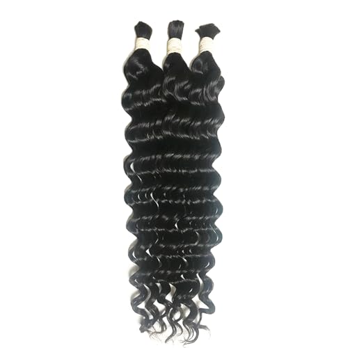 Bulk Hair For Braiding Human Hair No Weft Micro Braids Extension Hair Deep Curly Bulk Virgin Human Hair 18 Inch 1pack (3bundles(150g) Natural Black Color - Image 2