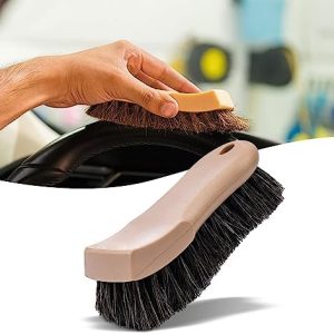 Khaki Long Bristle Horse Hair Car Interior Cleaning Brush for Automotive and Home Use