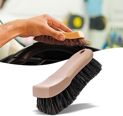 Khaki Long Bristle Horse Hair Car Interior Cleaning Brush for Automotive and Home Use