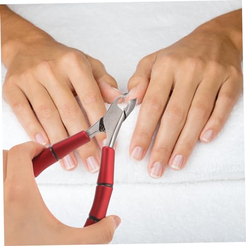 2pcs Manicure Tools Trimmer Nail Clippers Nail Art Tools Cuticle Removing Tool Household Cuticle Nipper Stainless Steel Cuticle Nipper Metal Portable Red Plastic - Image 2
