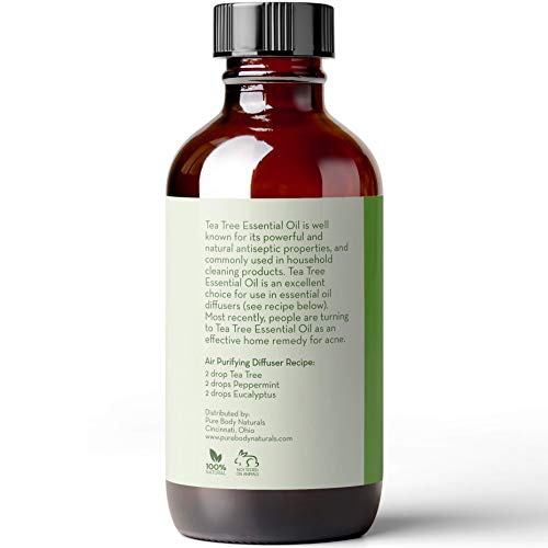 Tea Tree Essential Oil, 4 Fl Oz with Dropper - Undiluted Therapeutic Grade for Your Face, Skin, Hair and Diffuser - 100% Pure Melaleuca Oil for Acne, Toenails - by Pure Body Naturals - Image 6