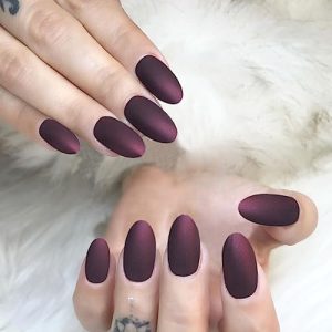 Wine Red Medium Round Press-On Nails Full Cover Reusable Acrylic Artificial Nails for Women