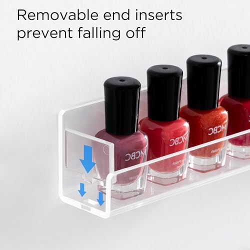 HBlife 24 Inch Clear Acrylic Nail Polish Rack for 48 Bottles Wall Mounted Display - Image 4