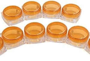 Qtqgoitem 10 Pcs Orange Clear Plastic Travel Makeup Eyeshadow Lip Gloss Cream Cosmetic Sample Container Pot Jar (Model: 9e3 1e5 908 394 102)