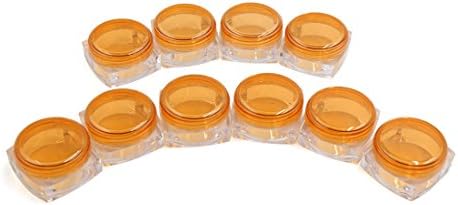Qtqgoitem 10 Pcs Orange Clear Plastic Travel Makeup Eyeshadow Lip Gloss Cream Cosmetic Sample Container Pot Jar (Model: 9e3 1e5 908 394 102)
