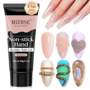 MIZHSE Solid Builder Gel, 2.1oz/60g Nude Nail Gel Builder Gel for Nails 3D Nail Gel Non-sticky Simple Sculpture Molding Gel for Beginner & Professional DIY Salon Nail Art Design Home Manicure