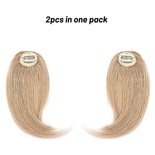 S-noilite Clip in Side Bangs 100% Real Human Hair 2PCS Clip on Hair Bangs Long Side Swept Fringe Hairpieces French Bangs Extension 32g For Women Adding Hair Volume #27 Dark Blonde - Image 2
