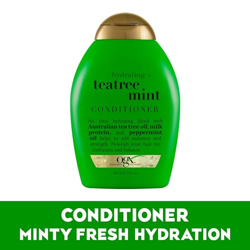 OGX Hydrating + Tea Tree Mint Conditioner, Nourishing & Invigorating Scalp Conditioner with Tea Tree & Peppermint Oil & Milk Proteins, Paraben-Free, Sulfate-Free Surfactants, 13 fl oz (Pack of 2) - Image 8
