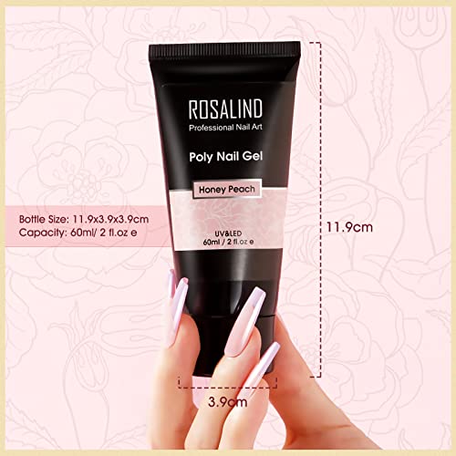 ROSALIND 60ML Pink Poly Nail Gel, Peach Pink Poly Extension Gel for Nails Nature Poly Pink Gel Color Builder Nail Strengthen Gel Poly Nail Art Design, Poly Acrylic Gel Packs for Women Christmas - Image 9
