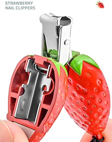 Stainless Steel Foldable Nail Clippers 2 Pack Medical Grade Creative Strawberry Shape with Metal Case and Nail File - Image 2
