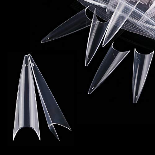 AORAEM Stiletto Nail Tips 500PCS Clear Tips for Acrylic Nails Long 10 Sizes False Nails Tips Art Tips Nail Salon Art for Girl (M-Clear) - Image 4