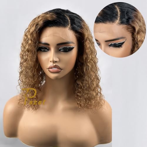 12 Inch Short Deep Wave Curly Ombre Lace Front Human Hair Wig 180% Density - Image 5