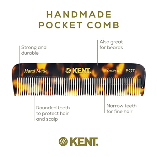Kent FOT TY Fine Tooth Handmade Pocket Comb for Beard and Mustache Care, Travel Size - Image 4