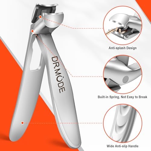 Nail Clippers for Seniors Thick Nails, DRMODE Angled Head Ergonomic Toenail Clippers with Wide Opening, Precision Large Finger Nail Clipper with Catcher Heavy Duty Nail Cutter Trimmer for Men Women - Image 5