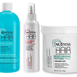Hair Care Bundle (Total Count of 3) - One-Step Protein Treatment for Damaged Hair, 16oz (1), Foam Wrap Styling Lotion, 32 oz (1), Stop Break Leave-in Conditioner, 8oz (1)