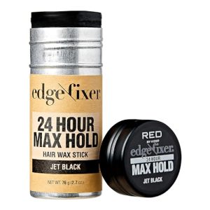 Red by Kiss Hair Wax Stick 24HR Max Hold Edge Fixer Edge Control Pomade Non-Sticky, Non-Oily Flake Free Hair Styling Wax 2.7 oz. (Jet Black)