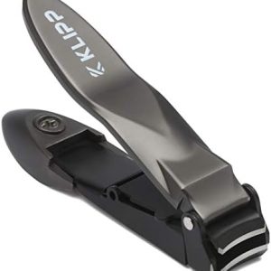 Nail Clippers for Men with Catcher - KLIPP Razor-Sharp Heavy Duty Self-Collecting Nail Cutters with Ergonomic Lever Keep Fingernails and Toenails Impeccably Manicured - Includes Ziplock Pouch