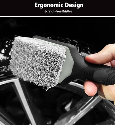 Green 4 Pack Microfiber Car Wheel Brush Kit Long Handle Bendable Rim Cleaner - Image 6