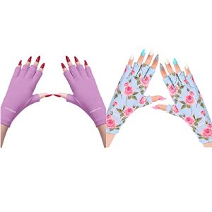 MelodySusie UV Glove for Gel Nail Lamp, Professional UPF50+ UV Protection Gloves for Manicures, Nail Art Skin Care Fingerless Anti UV Glove Protect Hands from UV Harm