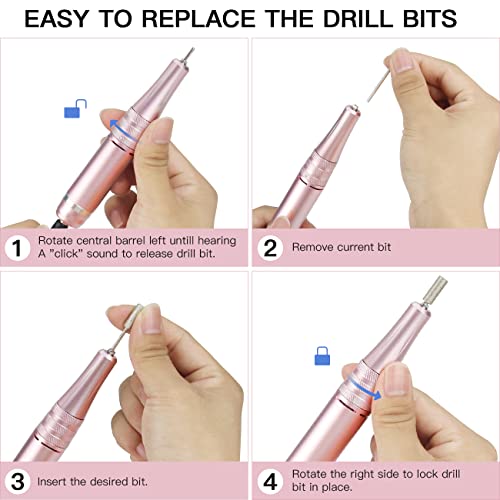 Professional Nail Drill 35000 RPM Rechargeable Electric Nail Drill Machine Portable Acrylic Nail Drill with 11 Pcs Nail Drill Bits for Acrylic Nails, Gel Nails, Manicure Pedicure Polishing - Image 6