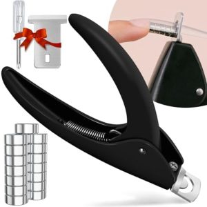 Black Adjustable Nail Clippers with Magnet Sizers for Acrylic Nails, Stainless Steel Trimmer Tool for Home and Salon Use
