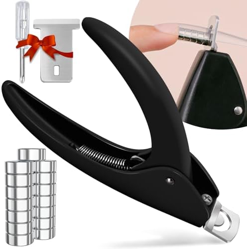 Black Adjustable Nail Clippers with Magnet Sizers for Acrylic Nails, Stainless Steel Trimmer Tool for Home and Salon Use