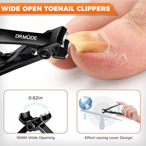 Toenail Clippers for Thick Nails for Seniors, Angled Head Large Toe Nail Clippers with Catcher,Heavy Duty Fingernail Clippers with Wide Opening Nail Cutter Men & Women, Black - Image 5