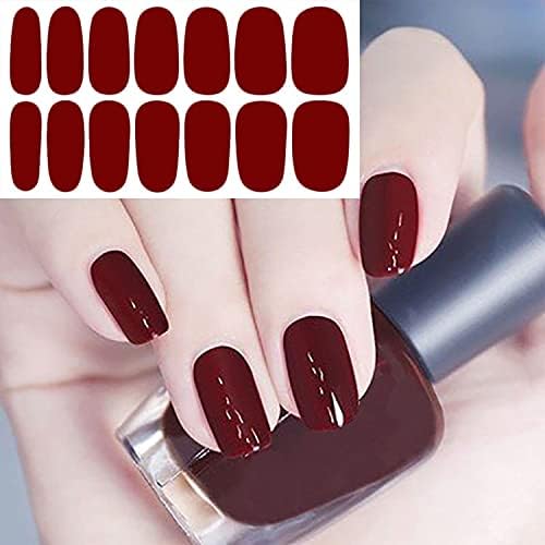 WOKOTO 20 Sheets Solid and Marble Design Gel Nail Polish Stickers Full Nail Wraps for Women Kit with Nail Classic Nail Gel Strips Nail Wraps Gel Polish Strips Nail Art Stickers for Women Girls - Image 6