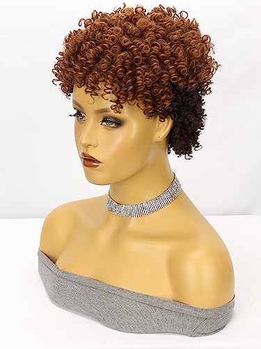 CINHOO Afro Kinky Curly Wigs for Black Women Short Curly Wig,Mullet Wigs for Women Synthetic Hair Wigs with Bangs African American Twist Wigs for Black Women Natural Looking Wigs(chocolate and Brown) - Image 7