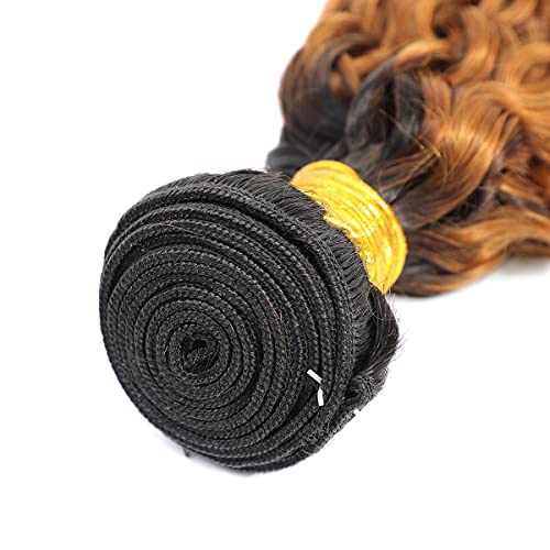 Ombre Two Tone Brazilian Kinky Curly Hair Bundles 1B/30 Virgin Curly Hair Extension 3 Bundles Kinkys Curly Human Hair Black to 30# 300 Gram (10 12 14) - Image 4