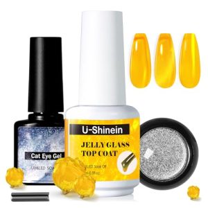Jelly Glass Cat Eye Silver Chrome Powder Gel Nail Polish Top Coat