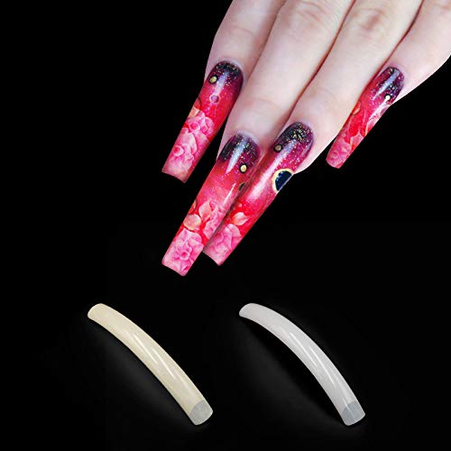 Yimart® 100pcs White/Clear/Natural Extra Long Curve Nail Tip UV Gel French Acrylic False Nail Art Salon long Tips (Natural) - Image 5
