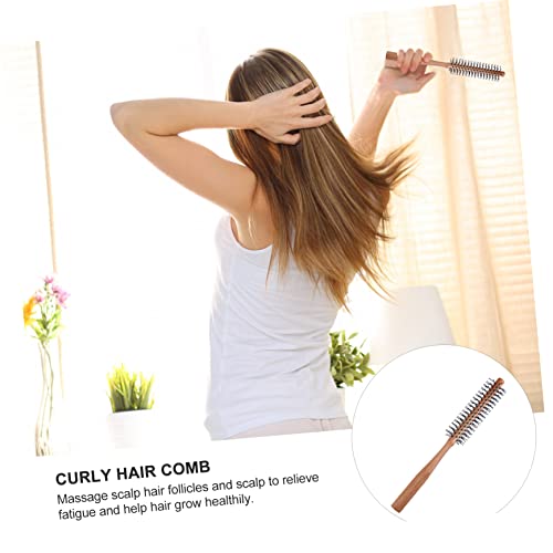 Boar Bristle Round Brush for Short Hair and Beards Ergonomic Handle 4 Inch - Image 5
