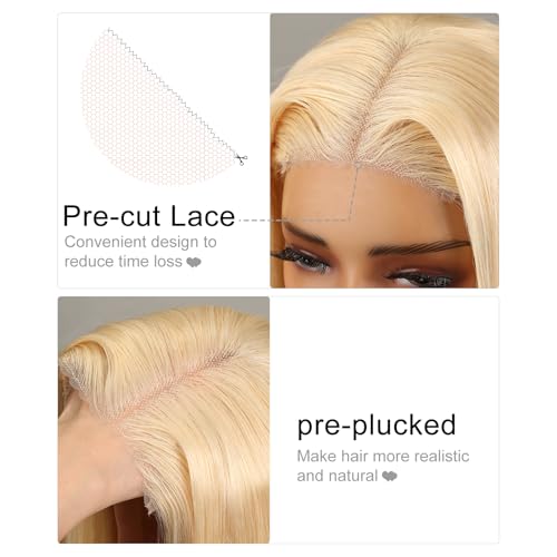 Arabella 613 Bob Wig Human Hair Ready to Go Glueless Wig 200% Density Straight 613 Bob Wigs Human Hair Pre Plucked with Baby Hair((10inch, 4x4 Glueless Bob)) - Image 3