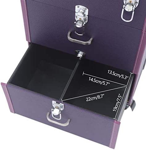 Purple 3-Tier Rolling Makeup Train Case with 4 Wheels for Nail Polish and Jewelry - Image 5