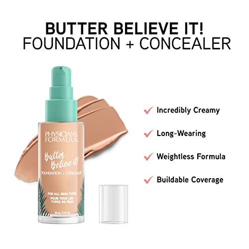 Physicians Formula Setting Powder Palette Multi-Colored Pressed Finishing Powder Translucent & Butter Believe It! Foundation + Concealer Fair-to-Light | Dermatologist Tested - Image 6